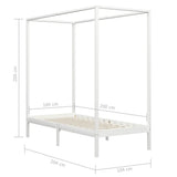 Canopy Bed Frame without Mattress White Solid Wood 100x200 cm 283263