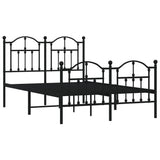 Metal Bed Frame without Mattress with Footboard Black 120x190cm 353454