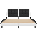Bed Frame without Mattress "Zadar" White and Black 140x190 cm Faux Leather 3208183
