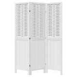 Room Divider 3 Panels White Solid Wood Paulownia 358717