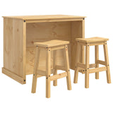 Kitchen Island Set with Shelf 3 pcs Honey Wax Solid-Pine 3425394