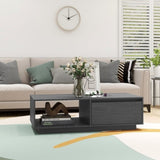 Coffee Table Grey 110x50x33.5 cm Solid Pinewood 809884