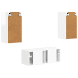 TV Cabinet Set 2 pcs High Gloss White Engineered Wood 3408965