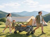 Outdoor Pull Along Cart Folding Cargo Wagon Trailer Trolley for Beach Garden with Handle, Anti-Slip T3398P377652