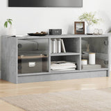 TV Cabinet with Glass Doors Concrete Grey 102x37x42 cm 836374