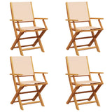 Folding Garden Chairs 4 pcs Beige Fabric and Solid Wood 3214583