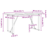 Dining Table O-Frame 140x80x75 cm Solid Wood Pine and Steel 3282676