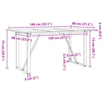 ZNTS Dining Table O-Frame 140x80x75 cm Solid Wood Pine and Steel 3282676