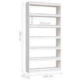 Book Cabinet/Room Divider White 100x30x200 cm Solid Pinewood 808229