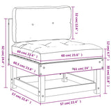Middle Sofa with Cushions White Solid Wood Pine 825430