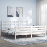 Bed Frame without Mattress White 200x200 cm Solid Wood 3194007