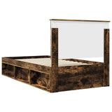 Bed Frame Smoked Oak 100 x 200 cm Solid Pine Wood 3411050