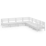 7 Piece Garden Lounge Set Solid Wood Pine White 3083095