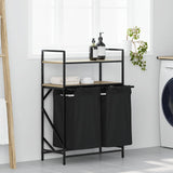Laundry Basket 2 Compartments with Shelves Sonoma Oak 859086