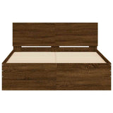 Bed Frame with Headboard and LED Brown Oak 120x190 cm Small Double 3207643