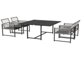 Five-Piece Metal Dining Set, with Folding Back Chairs, Light Grey T3398P320034