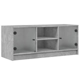 TV Cabinet with Glass Doors Concrete Grey 102x37x42 cm 836374