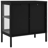 Sideboard Black 70x35x70 cm Steel and Glass 336064