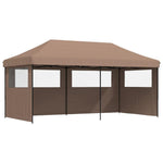 ZNTS Foldable Party Tent Pop-Up with 3 Sidewalls Brown 4004948