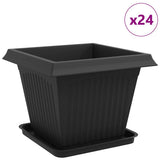 Plant Pots 24 pcs Black 43 x 43 x 33.5 cm Plastic 3403317