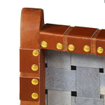Folding Chair Crossed-Stripe Brown Real Leather 246365