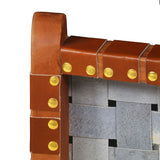 Folding Chair Crossed-Stripe Brown Real Leather 246365