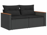 Garden Sofa Set with Cushion 14 pcs Black Poly Rattan 3364959