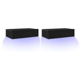 TV Cabinets with LED Lights 2 pcs Black Oak 60x35x15.5 cm 862033