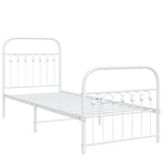 Metal Bed Frame without Mattress with Footboard White 80x200cm 376658