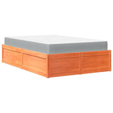 Bed with Mattress Wax Brown 140x190 cm Solid Wood Pine 3281948