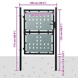Black Single Door Fence Gate 100x125 cm 141686