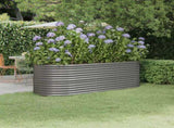Garden Raised Bed Galvanised Steel 224x80x68 cm Grey 318954