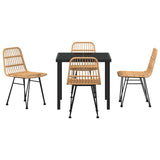 Garden Dining Set 5 pcs Brown Powder-Coated Steel 3379192
