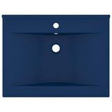 Luxury Basin with Faucet Hole Matt Dark Blue 60x46 cm Ceramic 147023