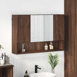 Mirror Cabinet Brown Oak 80 x 17 x 55 cm Engineered Wood 883361