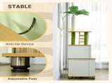 2-in-1 Hidden Cat Litter Box, Green Leaf Cat Tree, with House, Ladder, Scratching Posts, Platforms, T3398P349990
