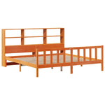 ZNTS Bookcase Bed without Mattress Wax Brown 200x200 cm Solid Wood Pine 3321726