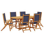 ZNTS 7 Piece Garden Dining Set Solid Wood Acacia and Textilene 3279301