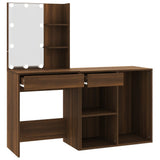 LED Dressing Table with Cabinet Brown Oak Engineered Wood 3120187