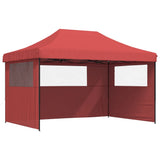 ZNTS Foldable Party Tent Pop-Up with 3 Sidewalls Burgundy 4004971