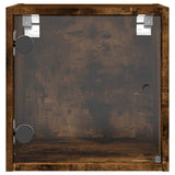 Bedside Cabinets with Glass Doors 2 pcs Smoked Oak 35x37x35 cm 836471