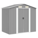Garden Storage Shed Grey Metal 204x132x186 cm 42983