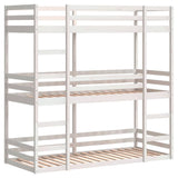 Triple Bunk Bed without Mattress White 90x190 cm Single Solid Wood Pine 3284258