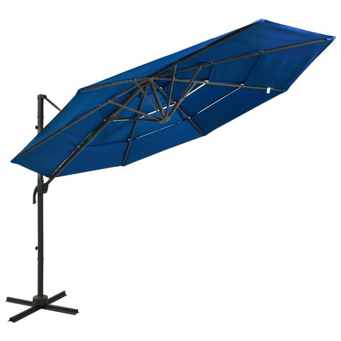 4-Tier Garden Parasol with Aluminium Pole Azure Blue 3x3 m 313835