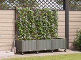Garden Planter with Trellis&Wheels 3 pcs Light Grey PP 3423079