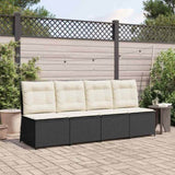 Garden Sofa with Cushion Black and Cream White Poly Rattan 3394476