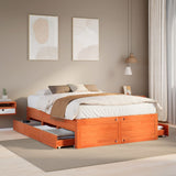 Bed Frame without Mattress with Drawers Wax Brown 140x200 cm Solid Wood Pine 3308806