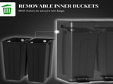 56L Dual Compartment Stainless Steel Bin, with Deodoriser Holders - Black T3398P424964