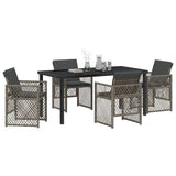 Garden Dining Set 5 pcs Grey Poly Rattan 3380627