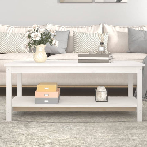 ZNTS Coffee Table White 110x55x45 cm Solid Wood Pine 822273